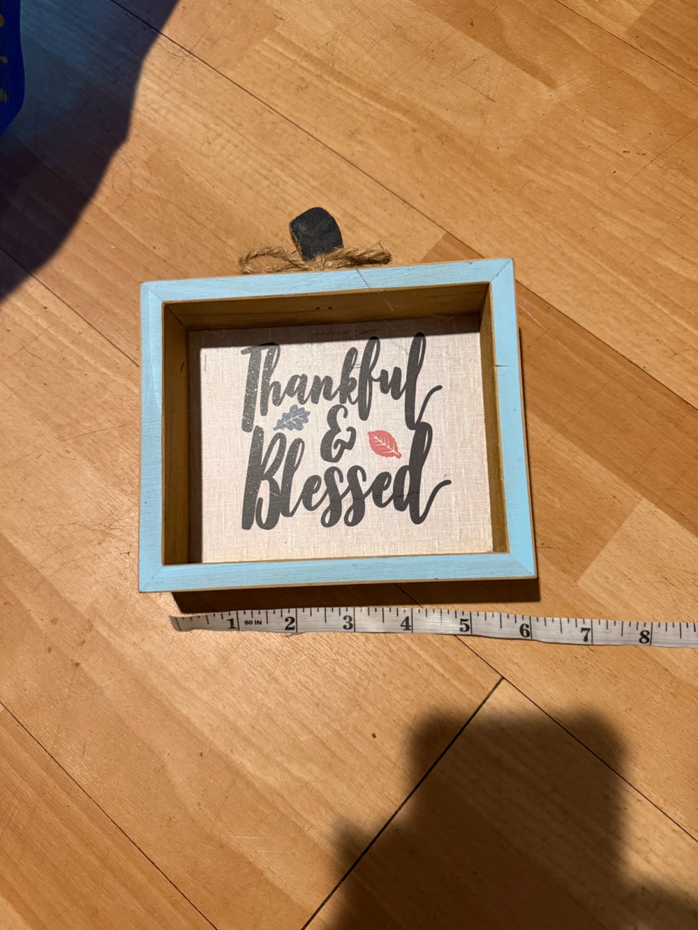 Thankful & Blessed Framed wood Wall Art Light Blue wood wall decor home accent
